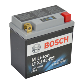 Bosch MC lithium batteri LTX14L-BS 12volt 4Ah +pol til højre